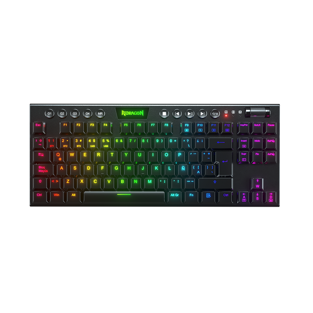 Teclado Redragon  Horus K621 Tkl  Rgb Mecánico Inalámbrico Español  Switch Rojo