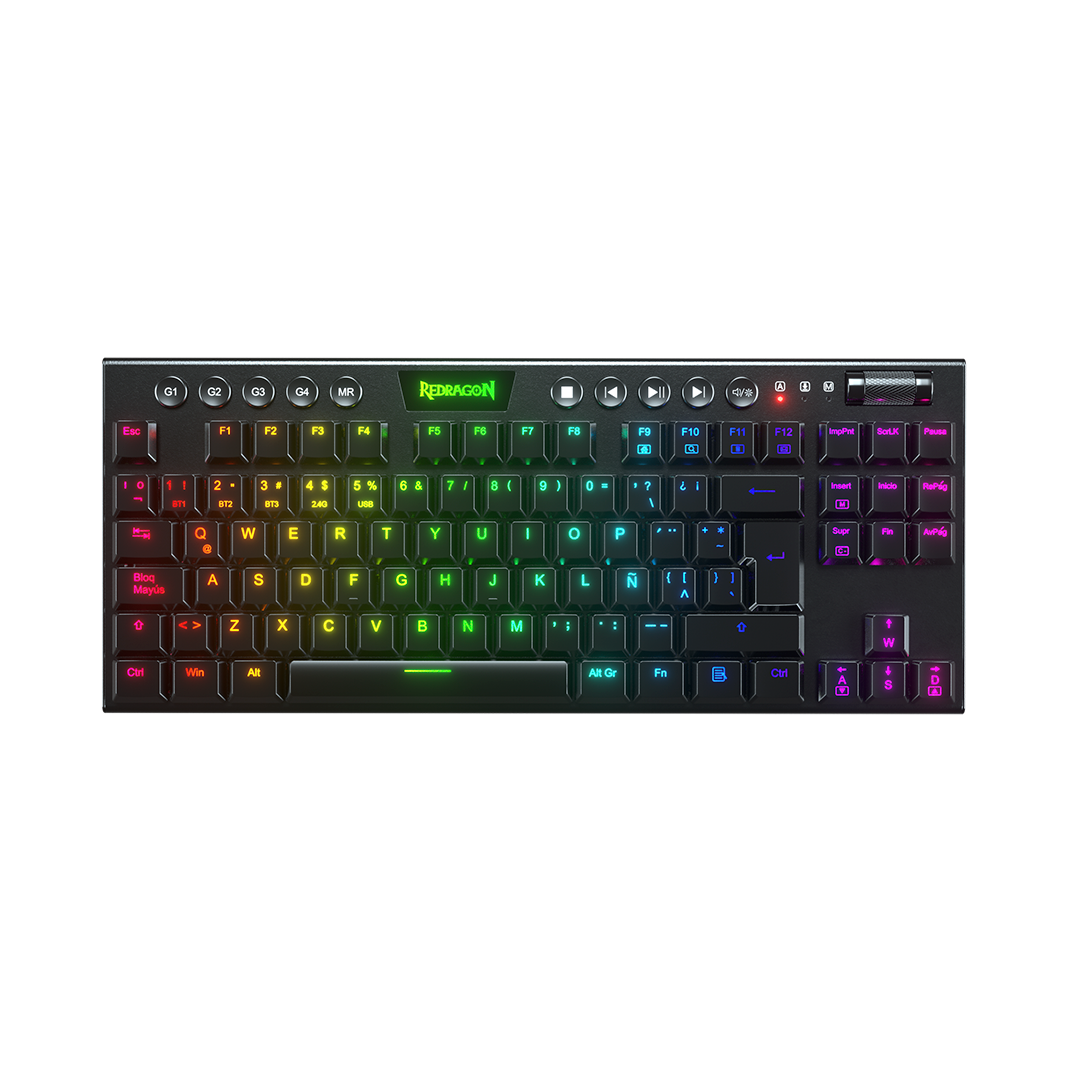 Teclado Redragon  Horus K621 Tkl  Rgb Mecánico Inalámbrico Español  Switch Rojo