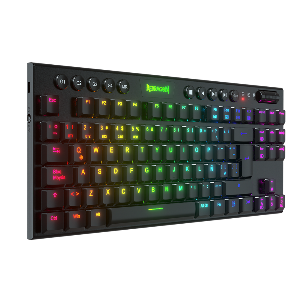 Teclado Redragon  Horus K621 Tkl  Rgb Mecánico Inalámbrico Español  Switch Rojo