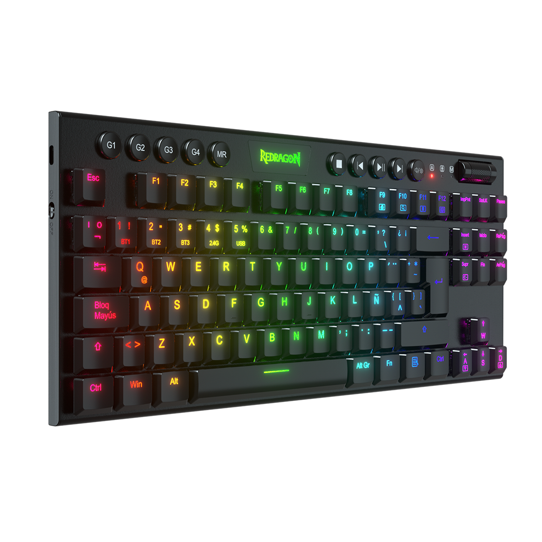 Teclado Redragon  Horus K621 Tkl  Rgb Mecánico Inalámbrico Español  Switch Rojo