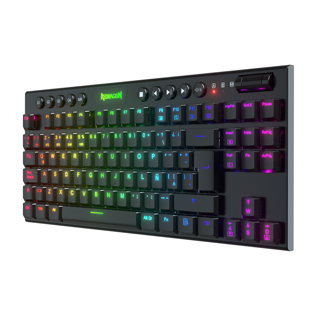 Teclado Redragon  Horus K621 Tkl  Rgb Mecánico Inalámbrico Español  Switch Rojo