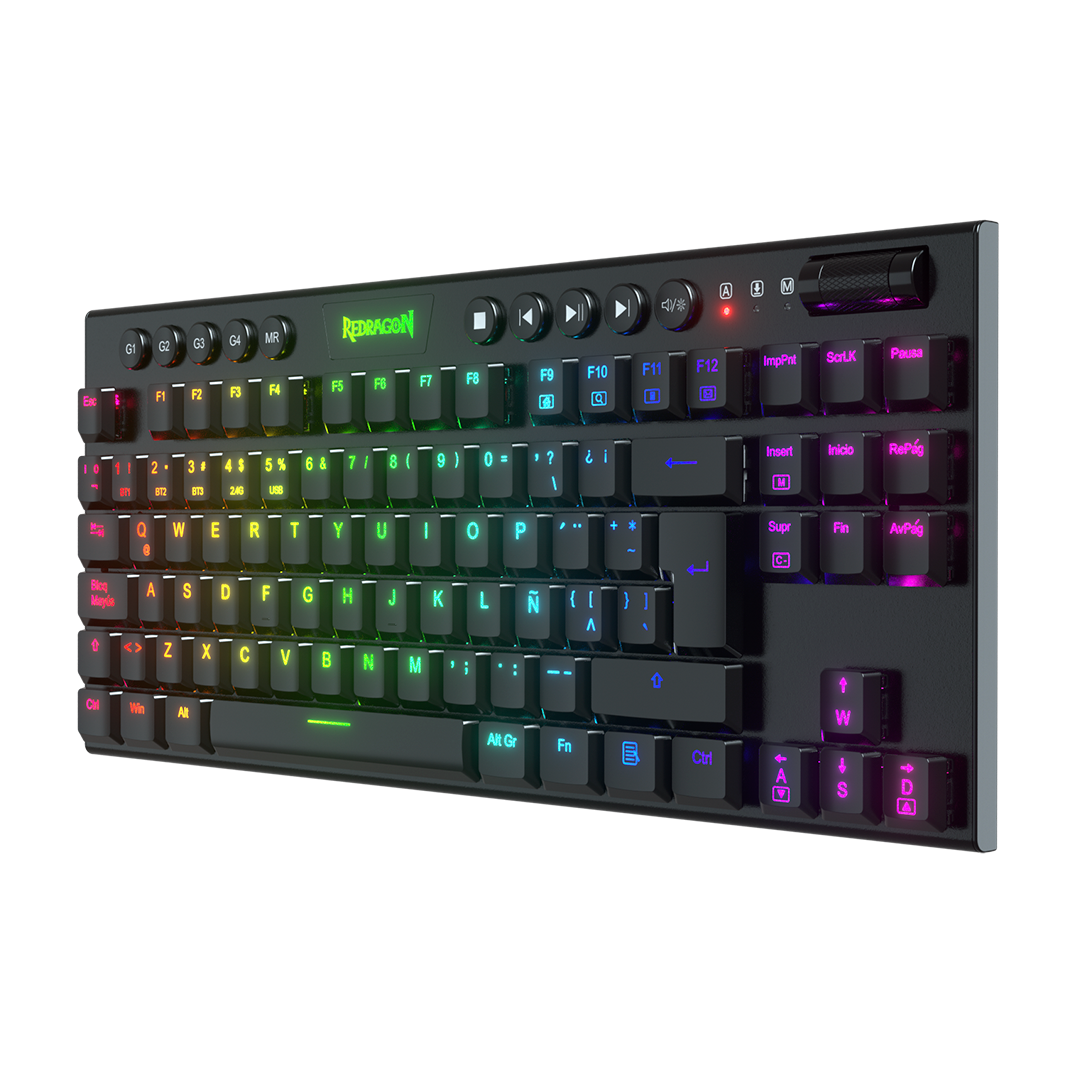 Teclado Redragon  Horus K621 Tkl  Rgb Mecánico Inalámbrico Español  Switch Rojo