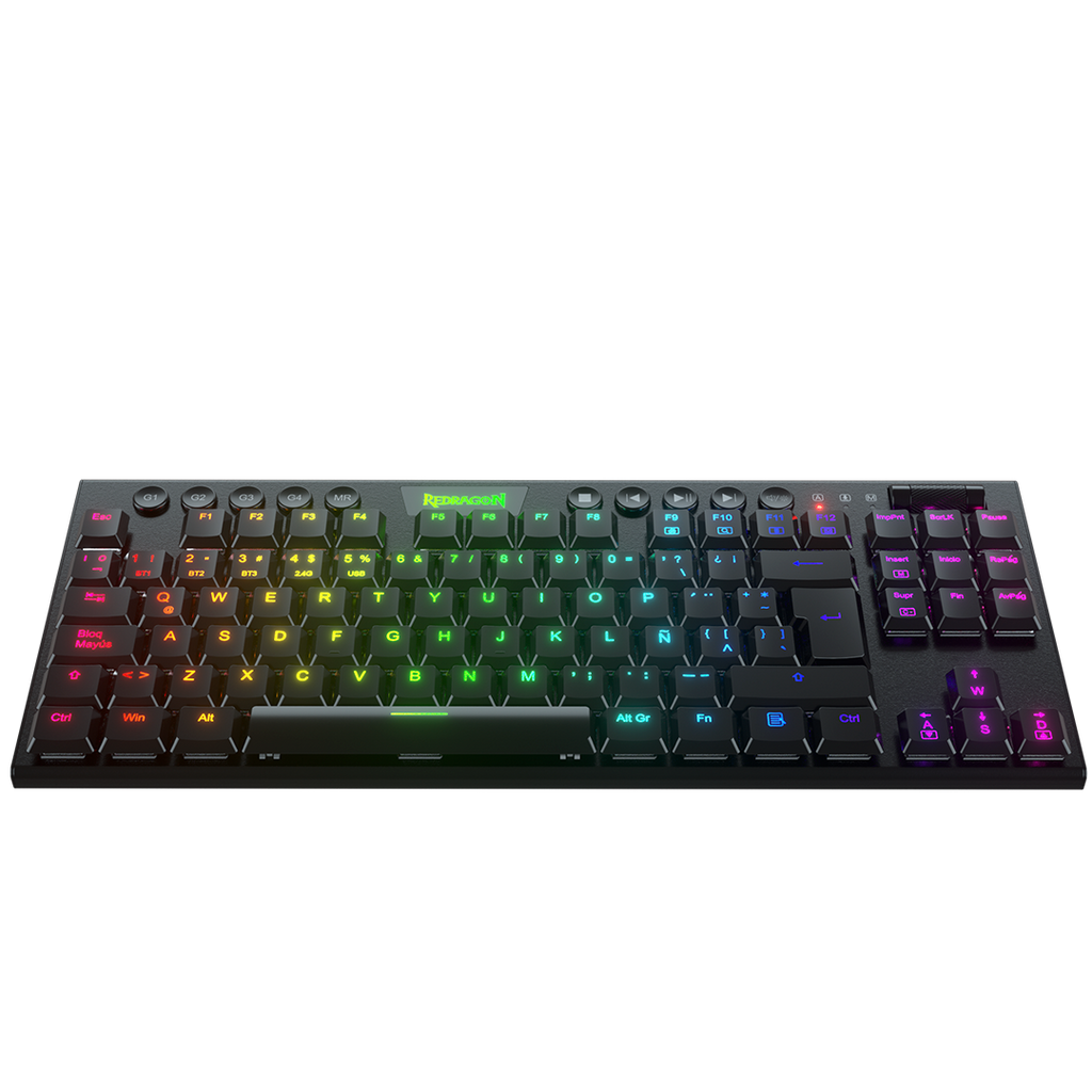 Teclado Redragon  Horus K621 Tkl  Rgb Mecánico Inalámbrico Español  Switch Rojo