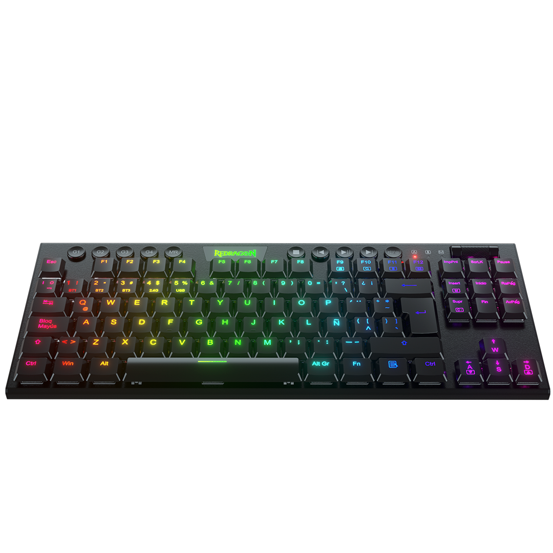 Teclado Redragon  Horus K621 Tkl  Rgb Mecánico Inalámbrico Español  Switch Rojo