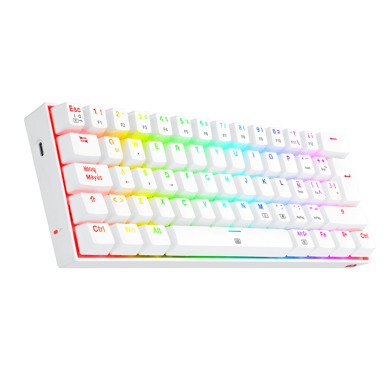 Teclado Redragon Dragonborn K630 Rgb Mecánico 60% Blanco Switch Azul