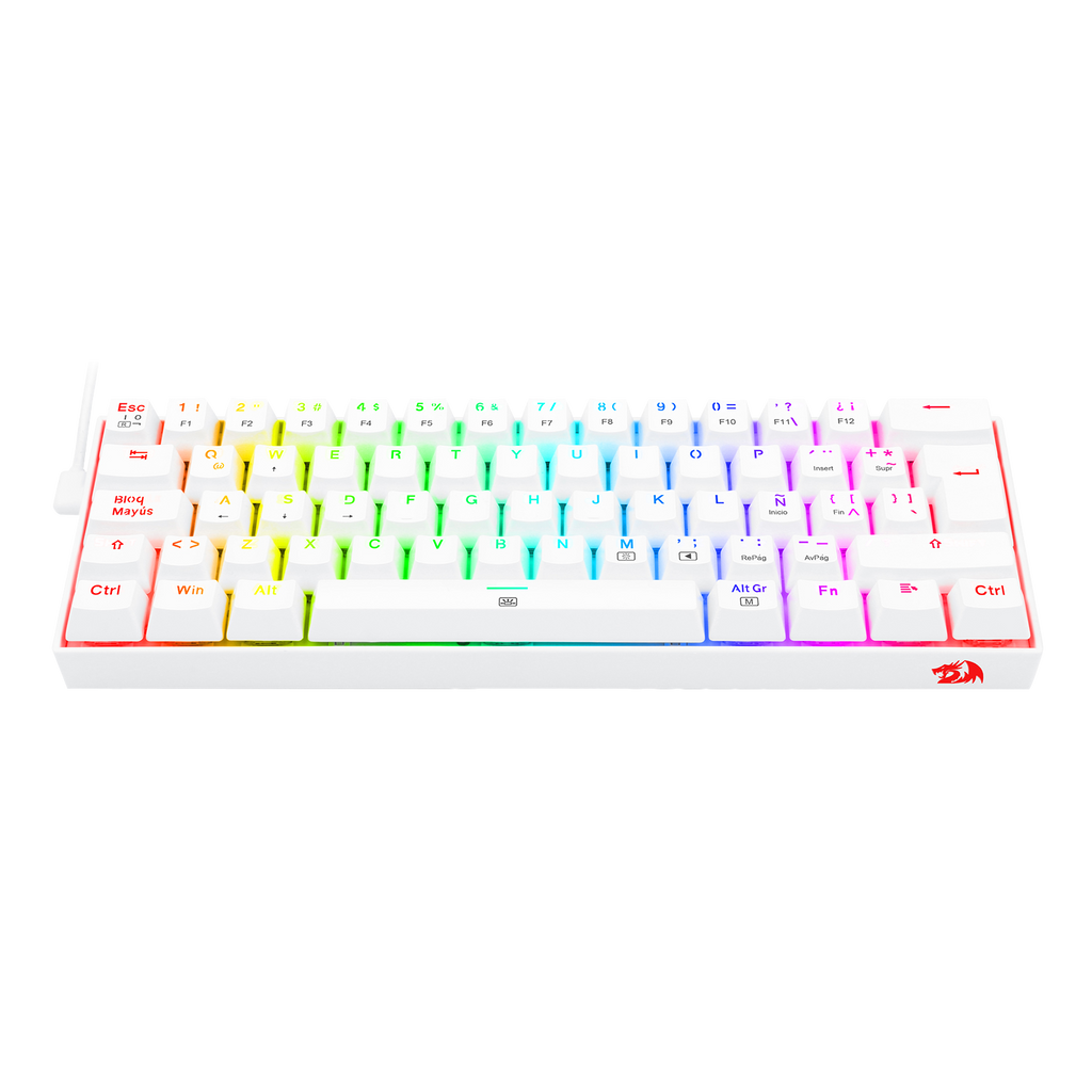 Teclado Redragon Dragonborn K630 Rgb Mecánico 60% Blanco Switch Azul