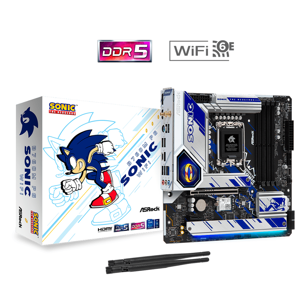 TARJETA MADRE INTEL ASROCK B760M PG SONIC WiFi  DDR5 7200+(OC)