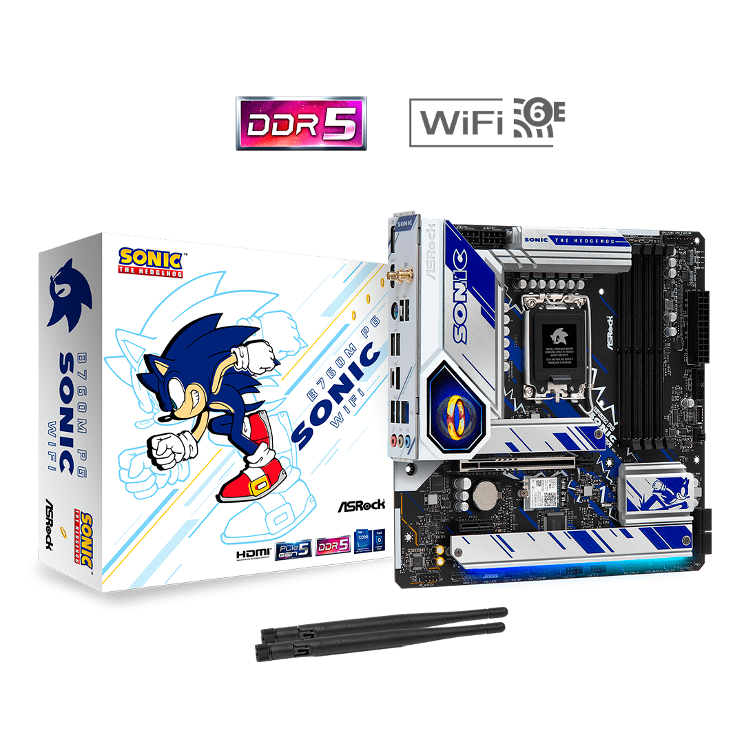 TARJETA MADRE INTEL ASROCK B760M PG SONIC WiFi  DDR5 7200+(OC)