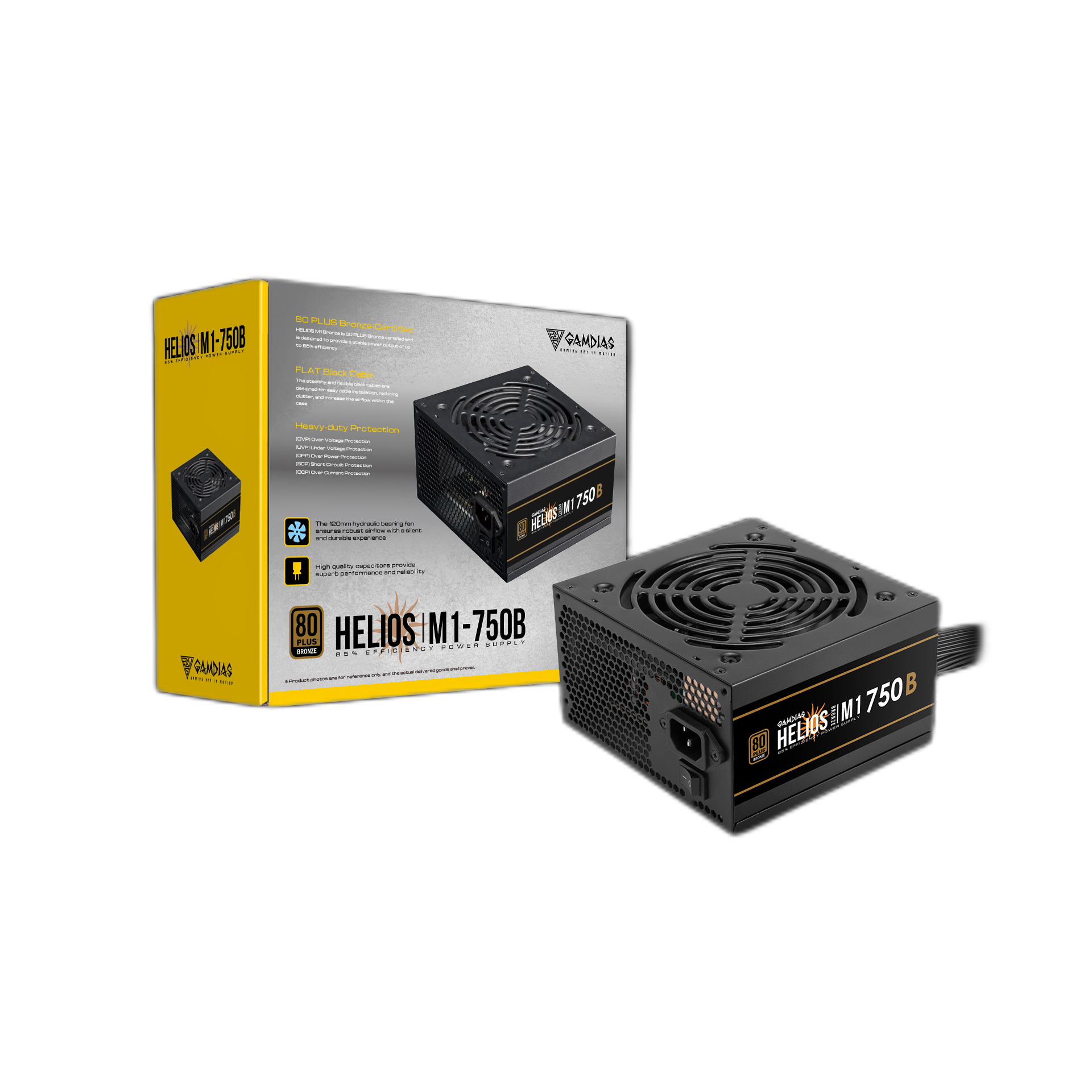 Fuente De Poder Gamdias Helios M1-750B 750W 80 Plus Bronce