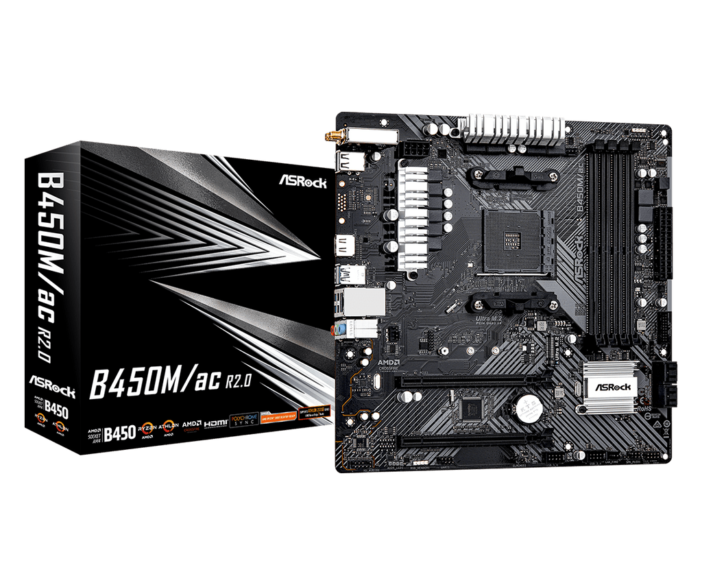 Tarjeta Madre Amd Asrock B450M/Ac R2.0 Am4 Ryzen Serie 3000, 4000, 5000 Ddr4