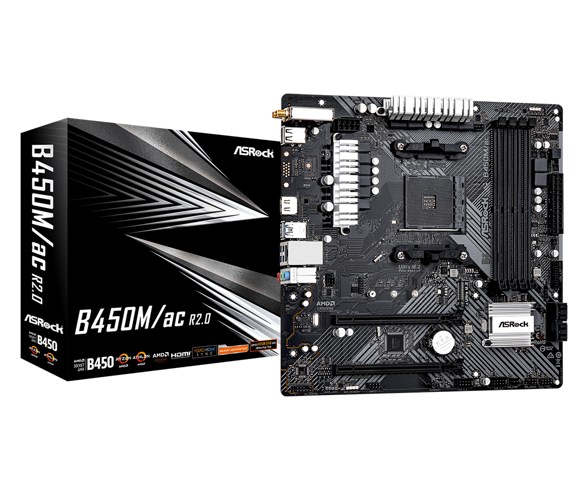 Tarjeta Madre Amd Asrock B450M/Ac R2.0 Am4 Ryzen Serie 3000, 4000, 5000 Ddr4