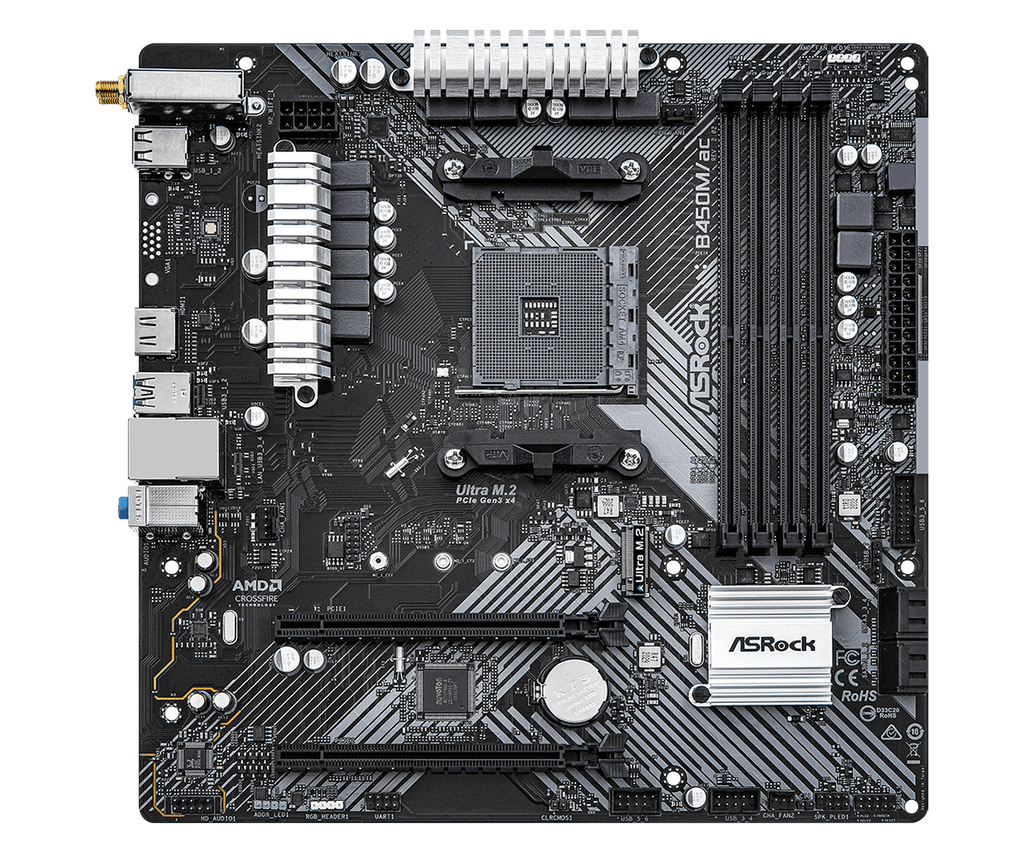 Tarjeta Madre Amd Asrock B450M/Ac R2.0 Am4 Ryzen Serie 3000, 4000, 5000 Ddr4