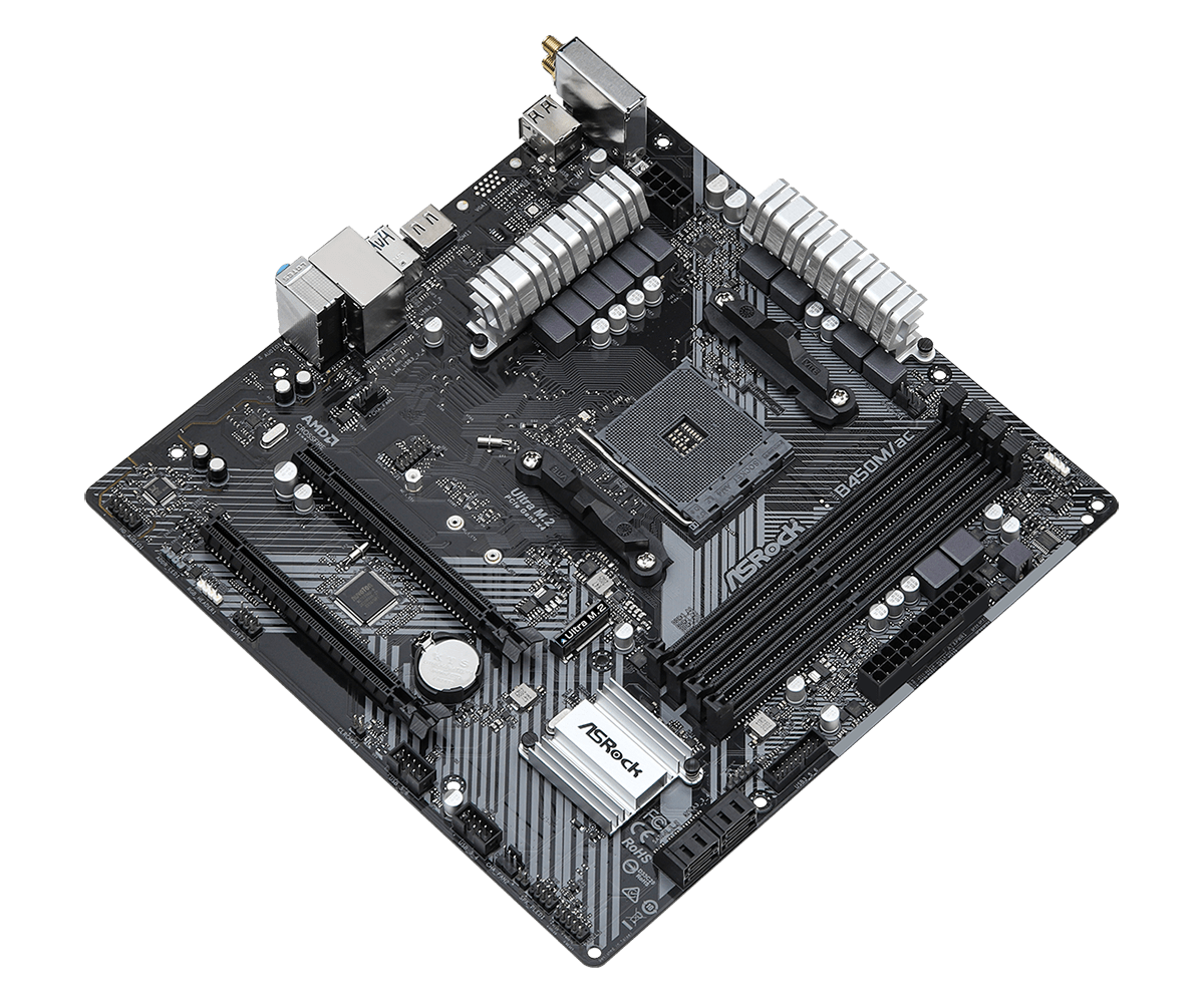 Tarjeta Madre Amd Asrock B450M/Ac R2.0 Am4 Ryzen Serie 3000, 4000, 5000 Ddr4