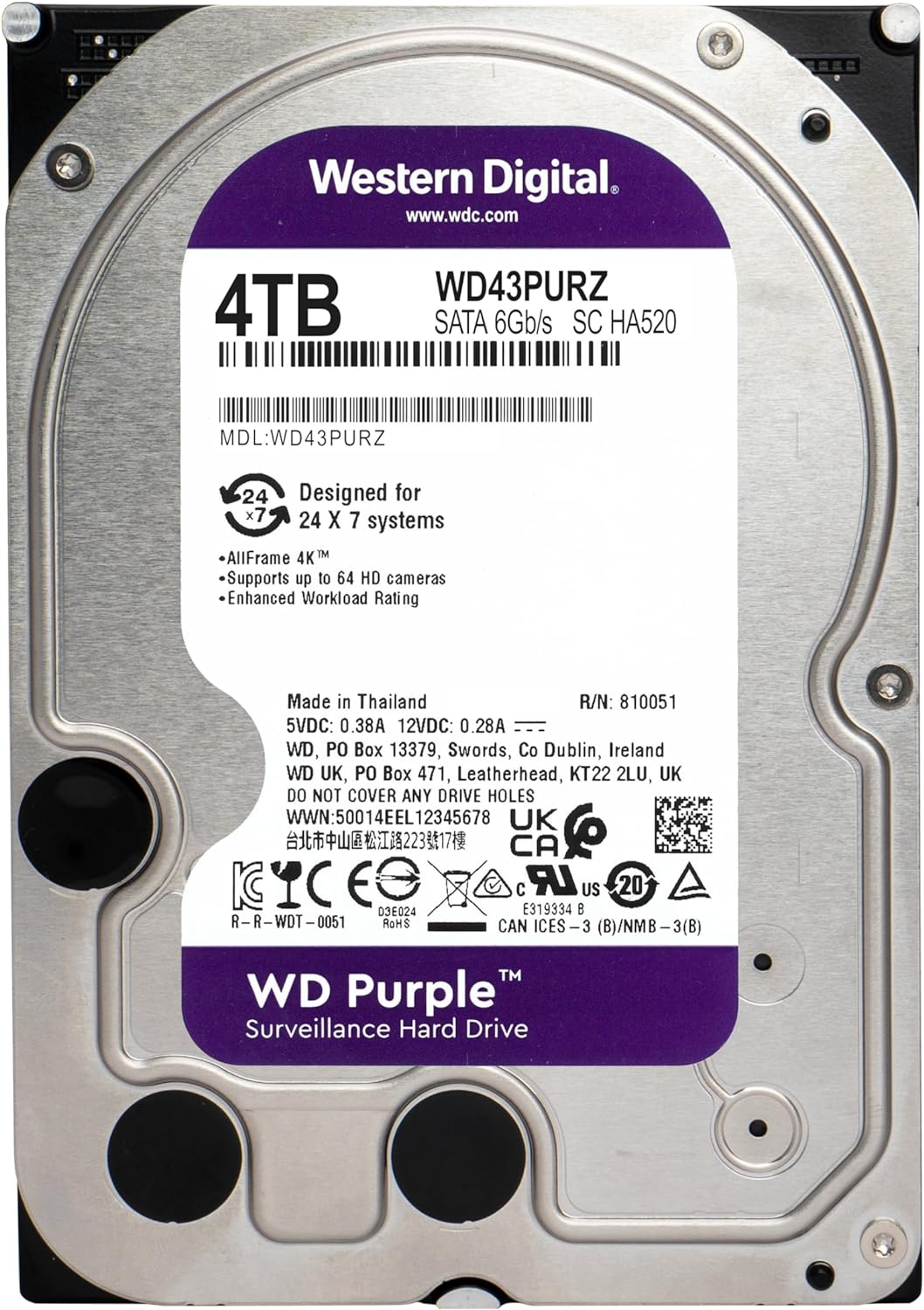 Disco Interno Wester Digital Wd43Purz 4Tb 3.5"  Sata Iii
