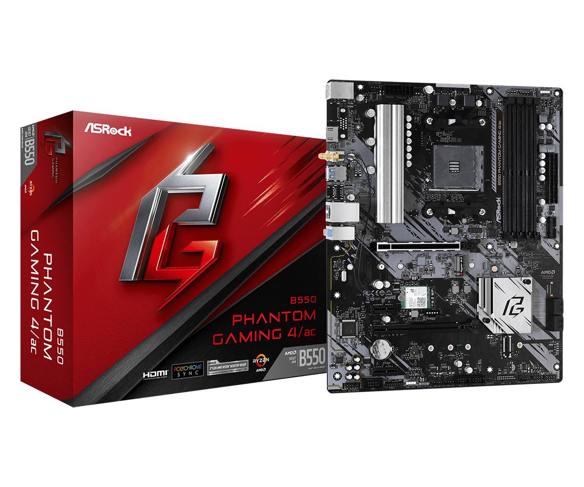 Tarjeta Madre Amd Asrock B550 Phantom Gaming 4/Ac Am4 Ryzen Serie 3000, 4000, 5000  Ddr4