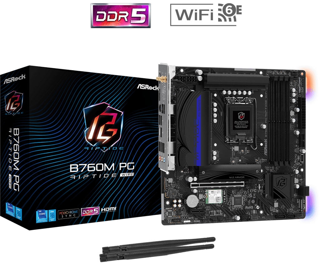 Tarjeta Madre Intel Asrock B760M Pg Riptide Wifi Ddr5 Lga1700