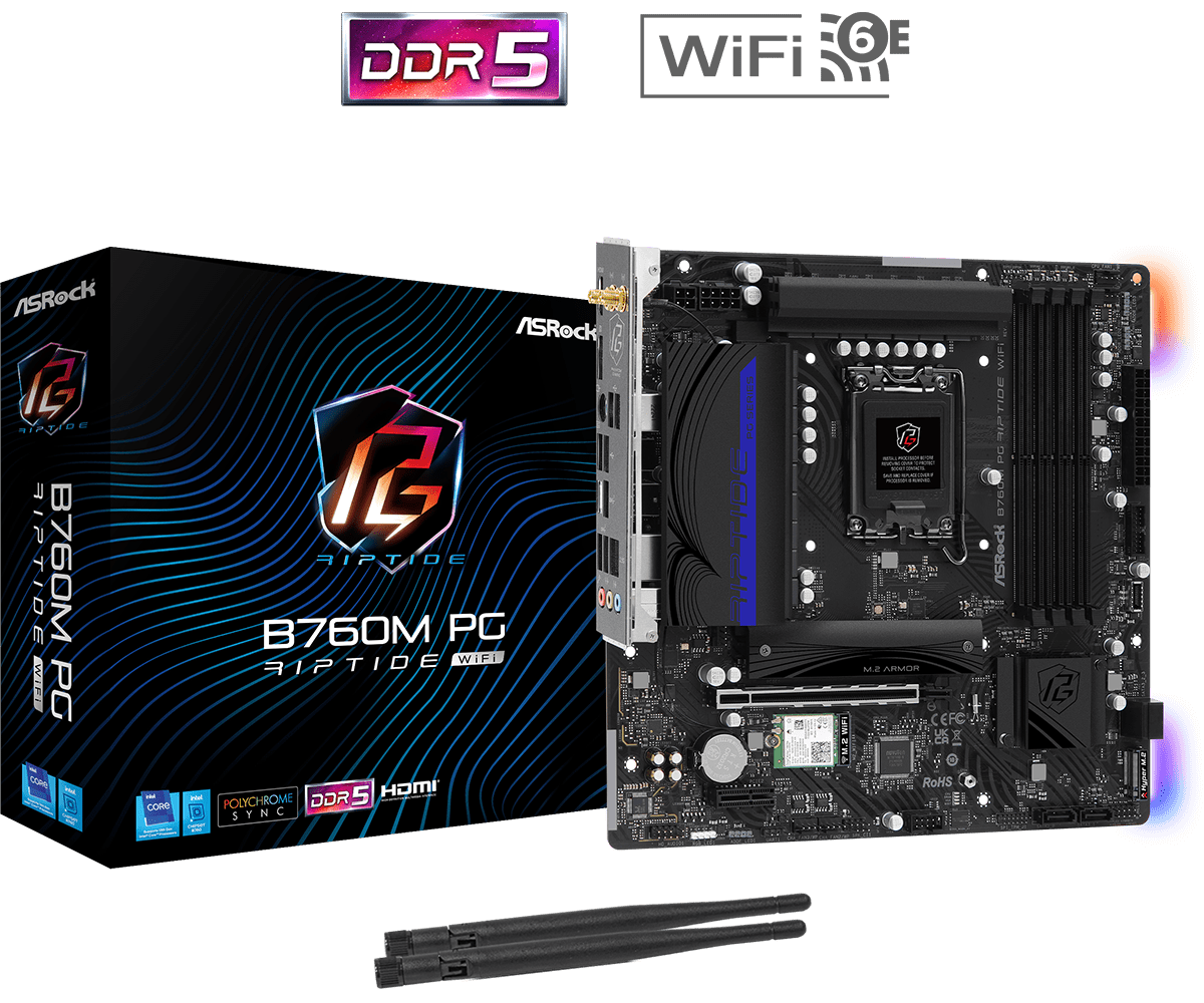 Tarjeta Madre Intel Asrock B760M Pg Riptide Wifi Ddr5 Lga1700