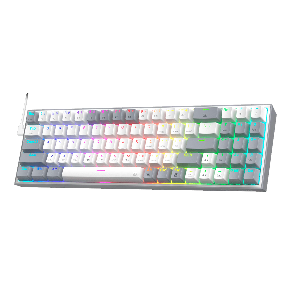Teclado Redragon K628WG Pollux RGB Wireless Blanco Gris 75%