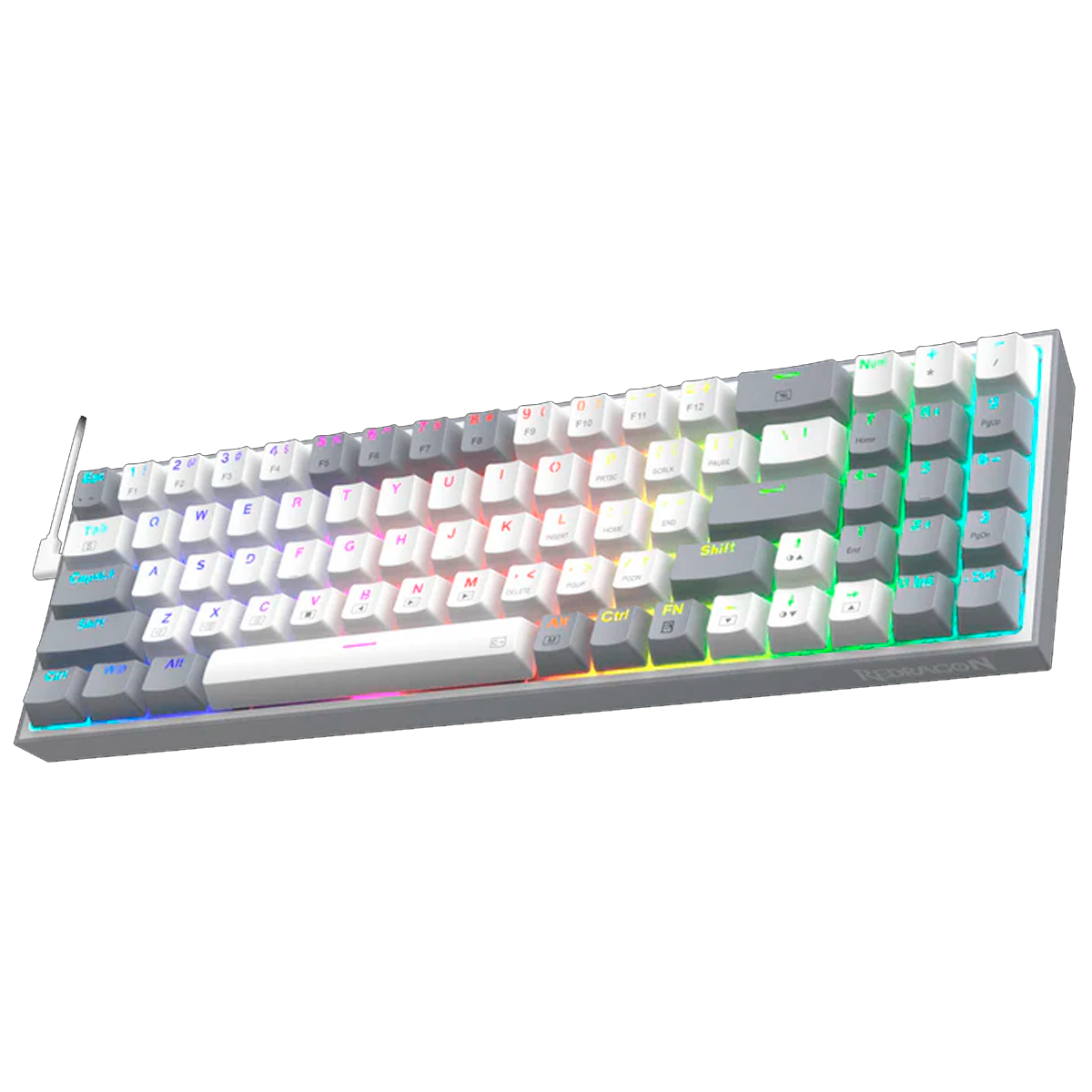 Teclado Redragon K628WG Pollux RGB Wireless Blanco Gris 75%