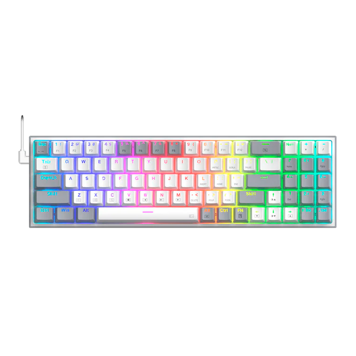 Teclado Redragon K628WG Pollux RGB Wireless Blanco Gris 75%