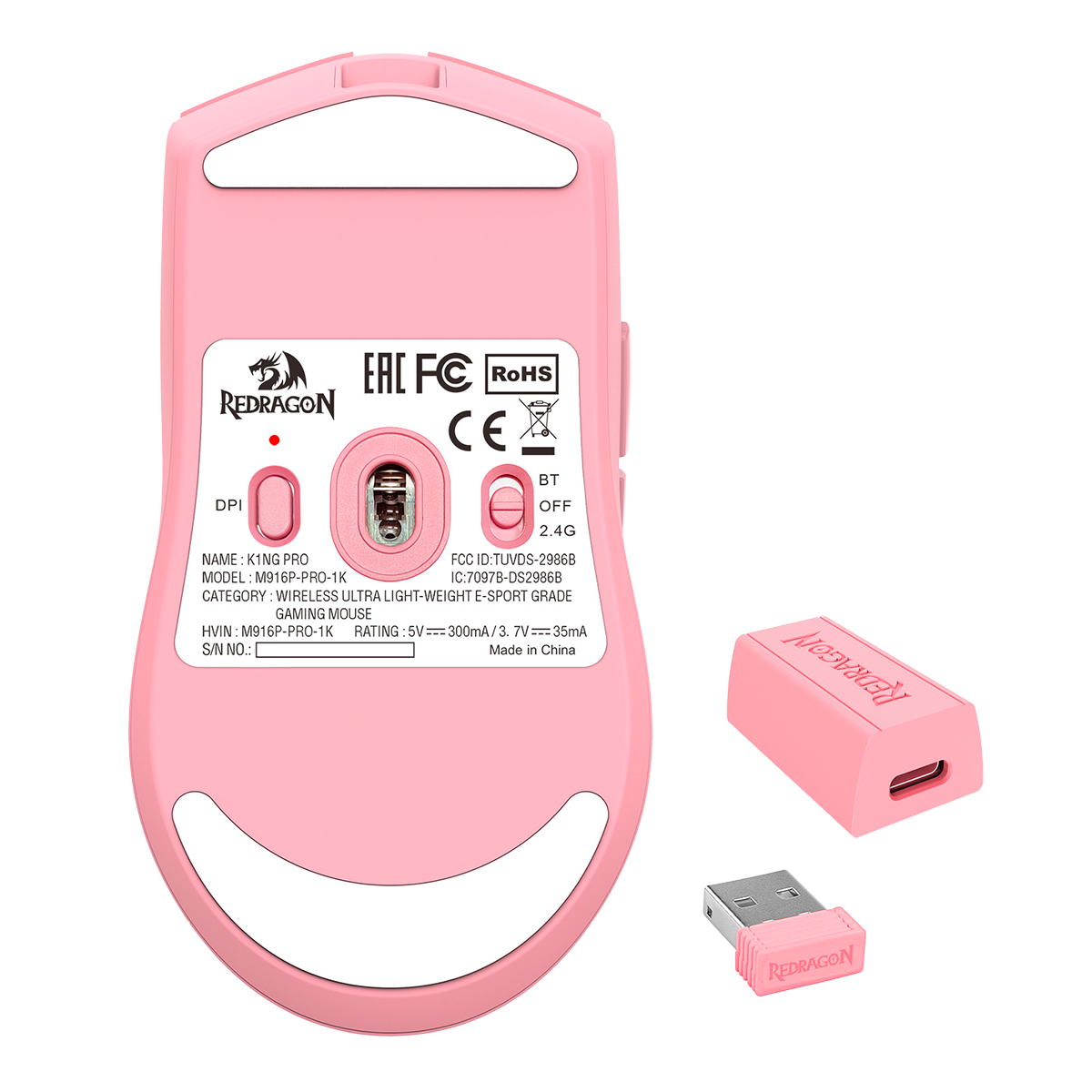 Mouse Redragon M916P K1ng Pro Pink 26000DPI 1000Hz