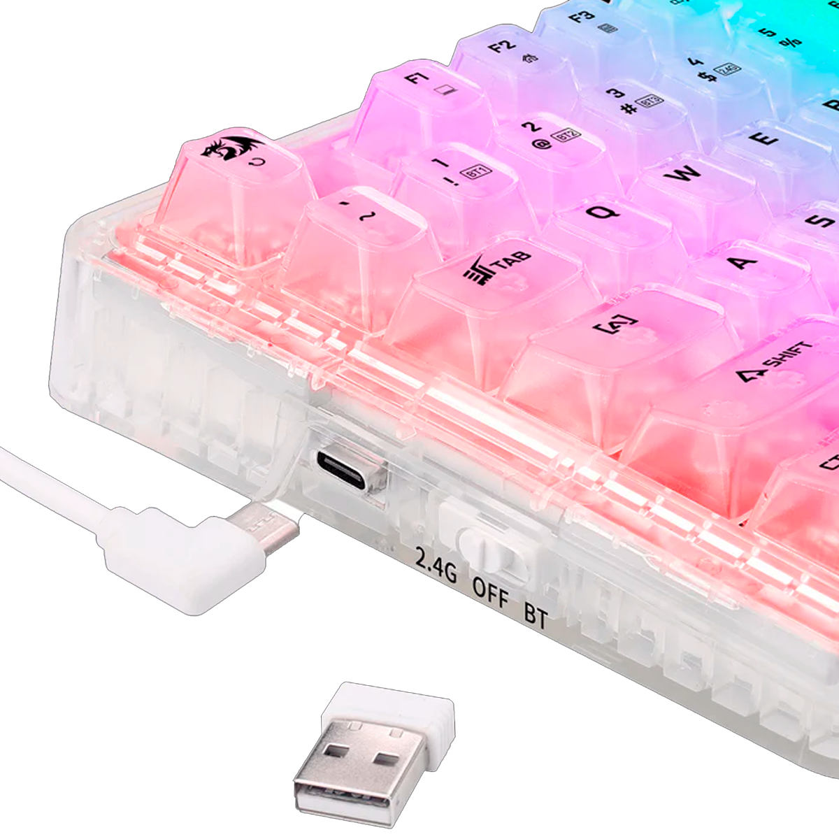 Teclado Redragon K649CT ELF Pro RGB Transparent Switch Custom Wireless 78%