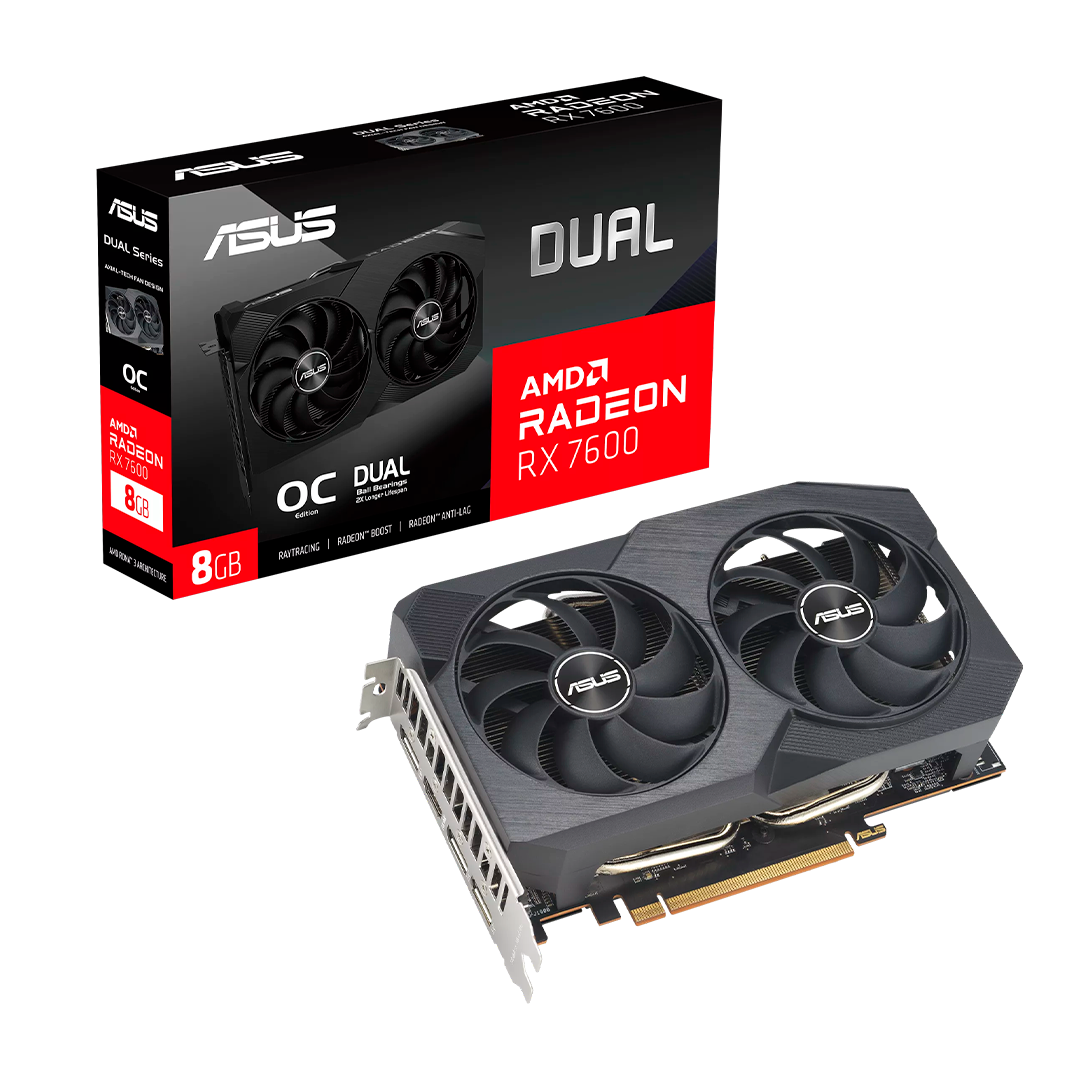 TARJETA DE VIDEO ASUS Dual RX 7600 V2  OC  8GB GDDR6