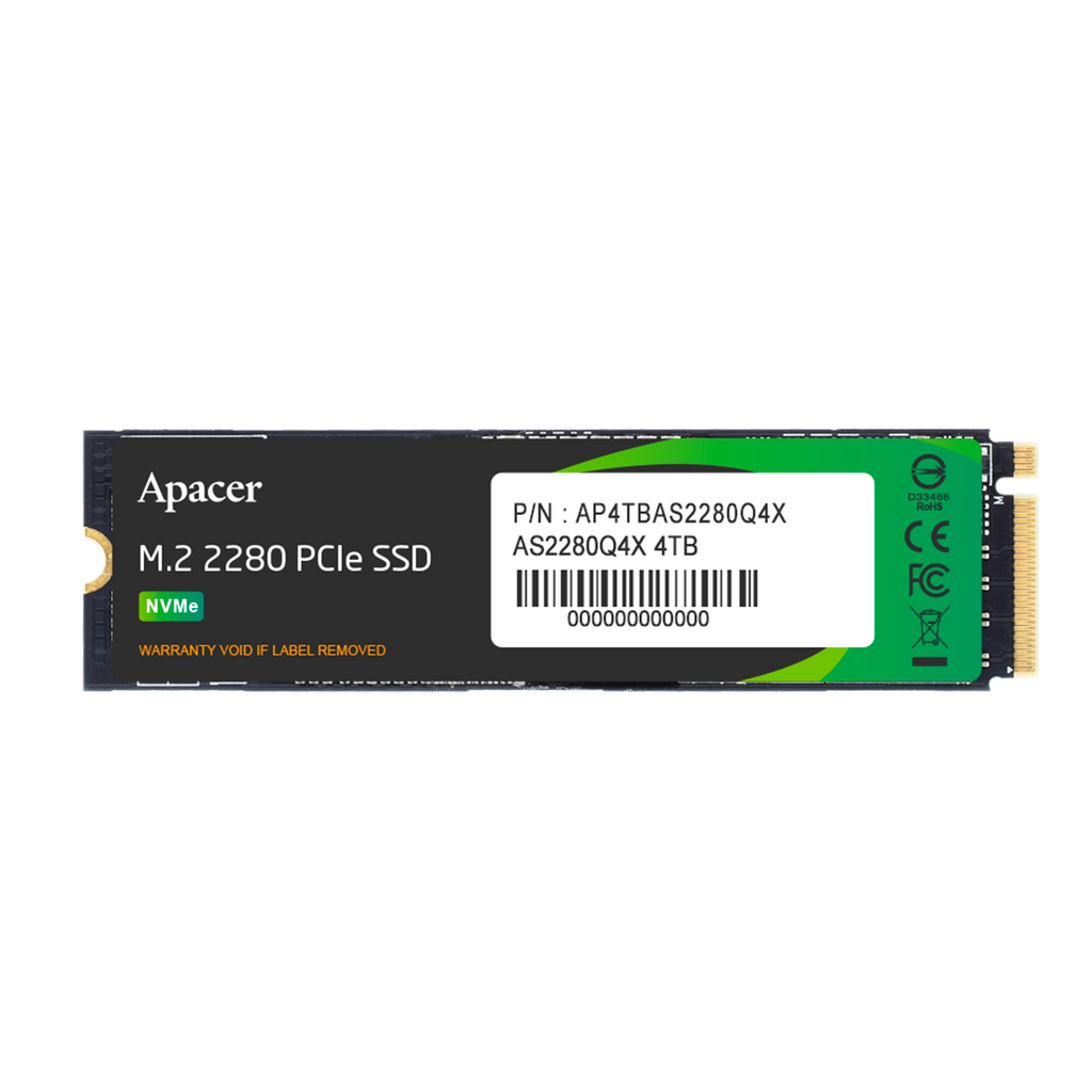 M.2 APACER AP4TBAS2280Q4X-1 AS2280P4X 4TB PCIe 3D NAND R: 2100MB/S W: Gen3 x4 3D NAND 1700MB/S