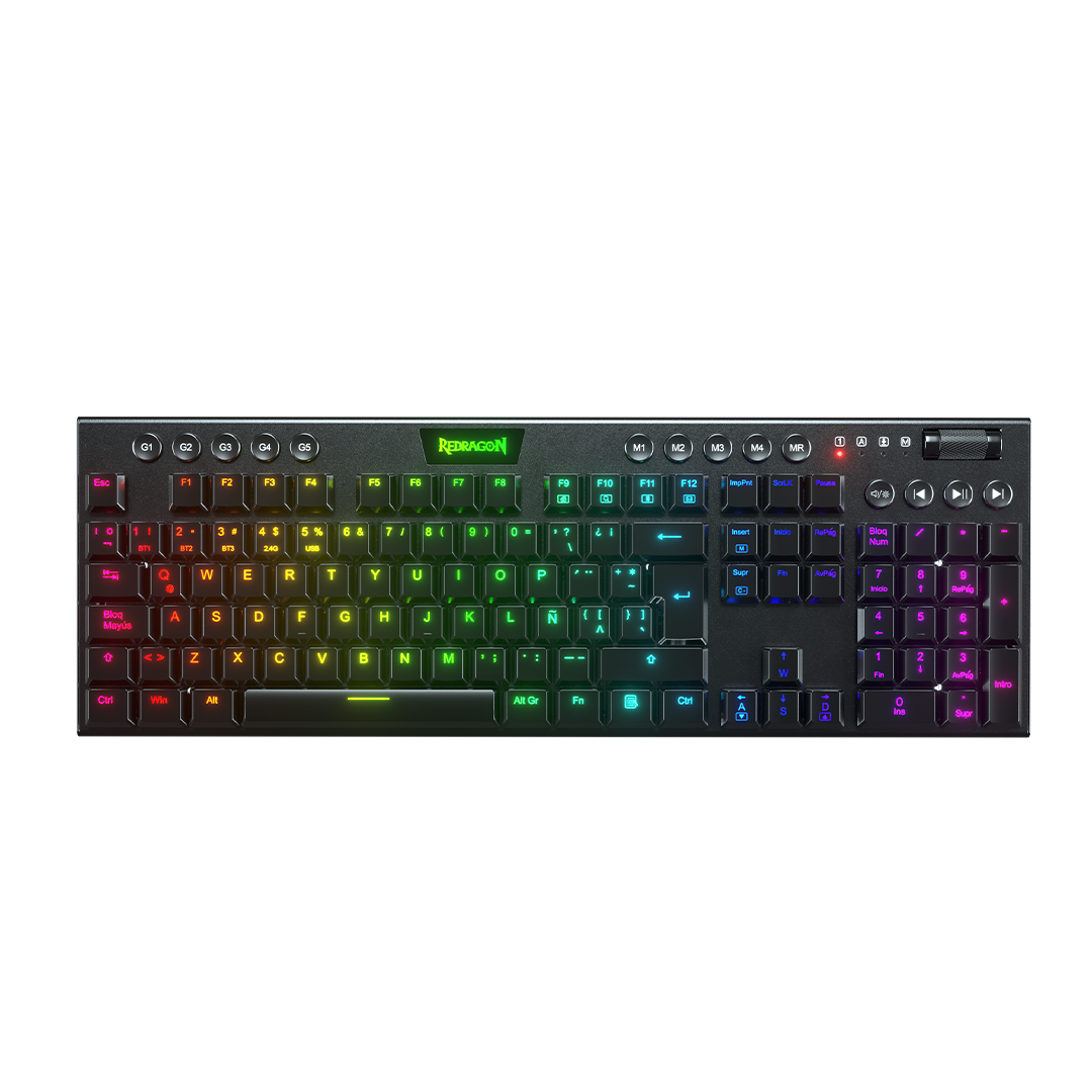 Teclado Redragon K619 Horus FS RGB SP RD Wired Black Red Switch Español