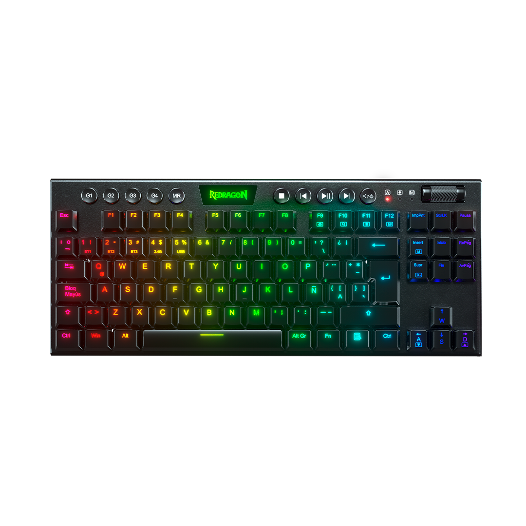 Teclado Redragon K621 Horus TKL RGB SP RD Wireless Black Red Switch Español