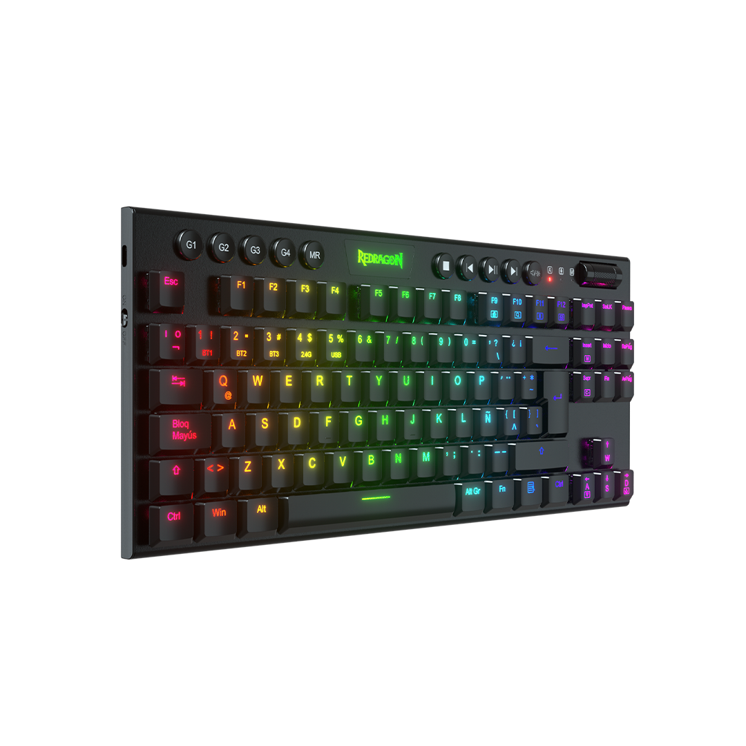 Teclado Redragon K621 Horus TKL RGB SP RD Wireless Black Red Switch Español