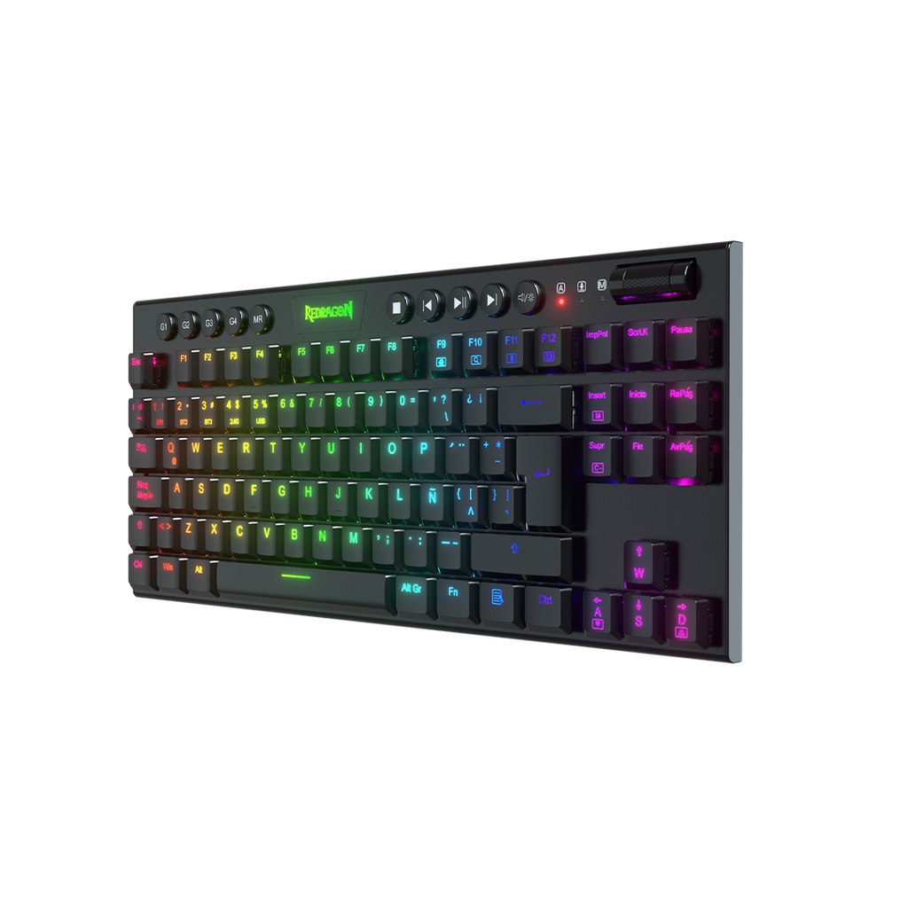 Teclado Redragon K621 Horus TKL RGB SP RD Wireless Black Red Switch Español