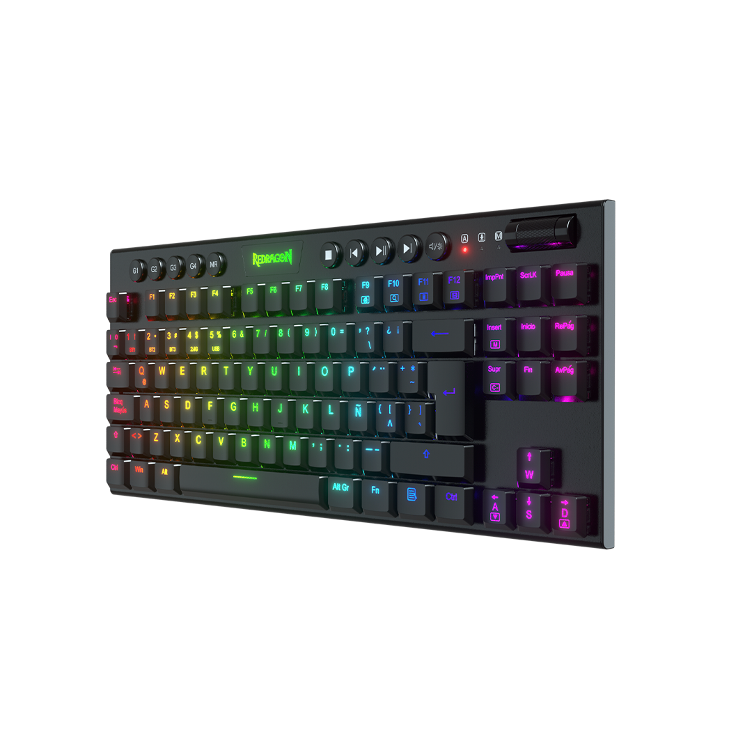 Teclado Redragon K621 Horus TKL RGB SP RD Wireless Black Red Switch Español