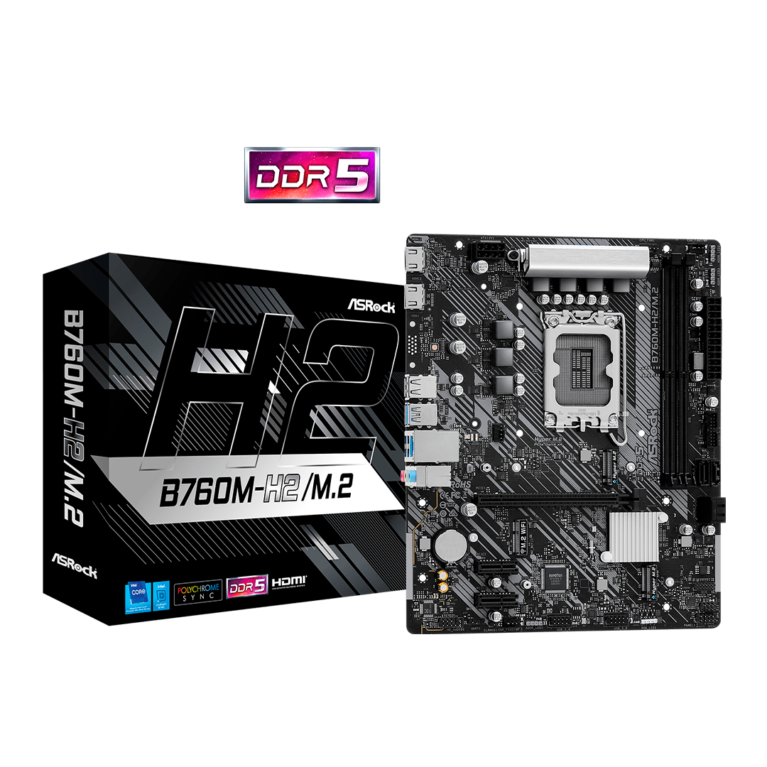 Tarjeta Madre Asrock B760M-H2/M.2 Intel B760 LGA1700 DDR5 HDMI